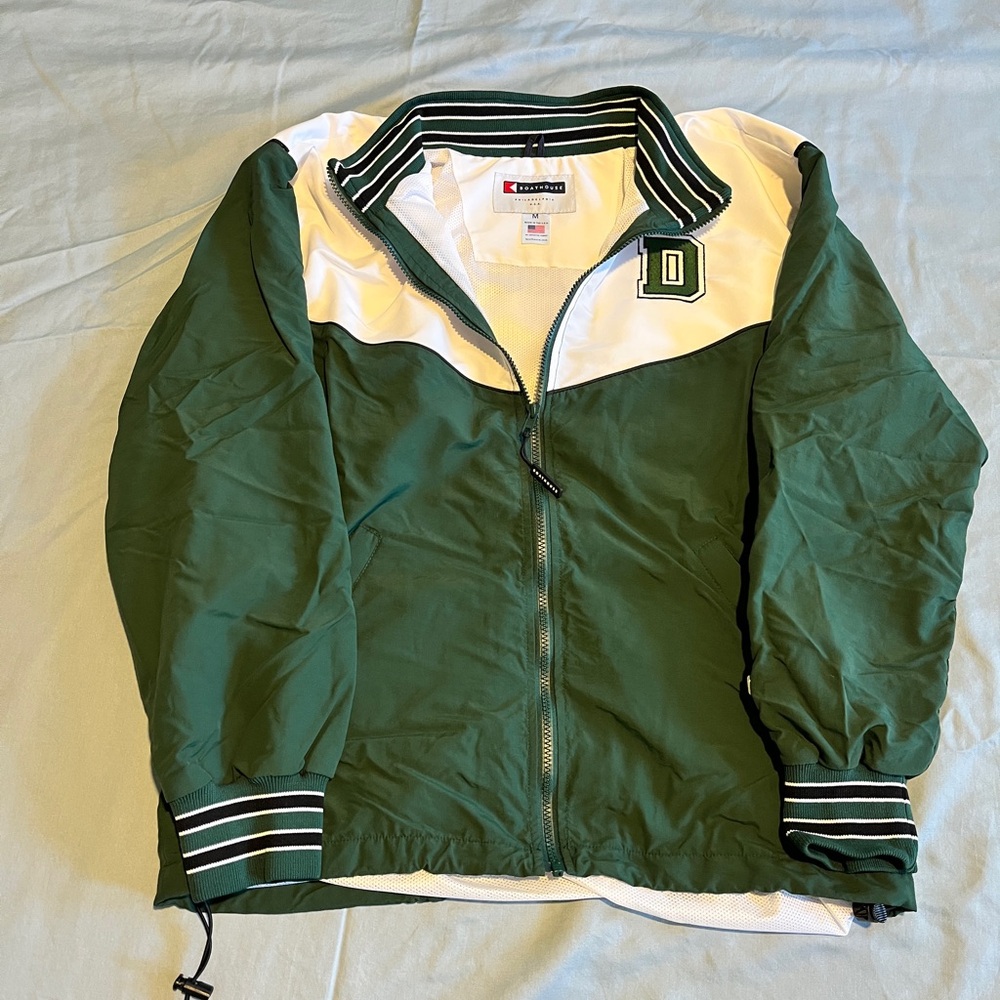 Vintage Dartmouth Boathouse Green and White Windbreaker Jacket